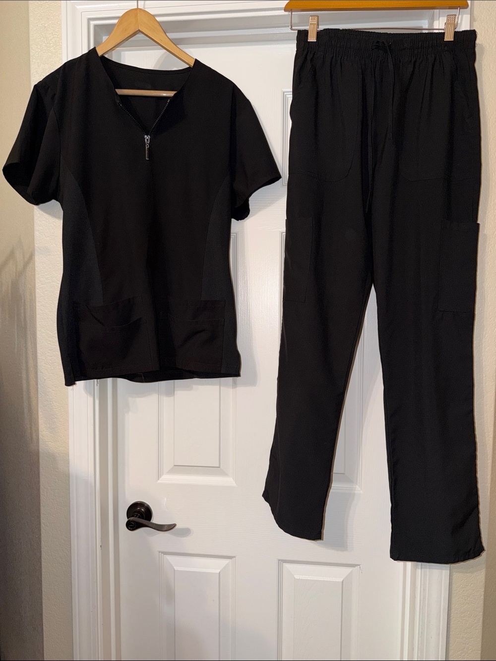 Scrubaid Black Medical Scrub Set - Zip Neck Top & Elastic Waist Pants